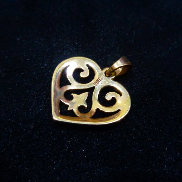 James Avery Pendant Charm 14K Gold Filigree French Scroll Heart Love - Picture 5 of 8